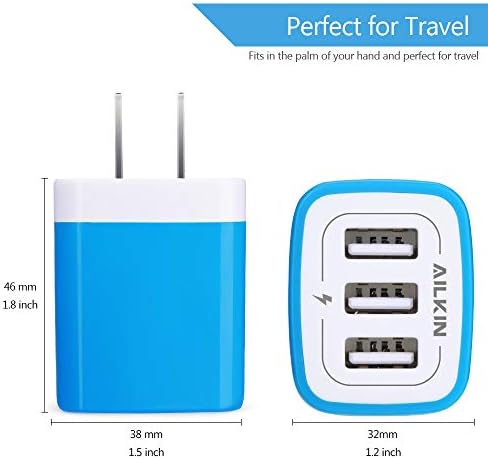 High-Speed 3-Pack Multi-Port Wall Charger – 3.1 A USB Adapter for i Phone 15/14/13/12/11 Pro Max, Samsung Note 20/S22/S21/S20, Kindle Fire – Fast, Safe, and Universal Charging Solution for All USB Devices