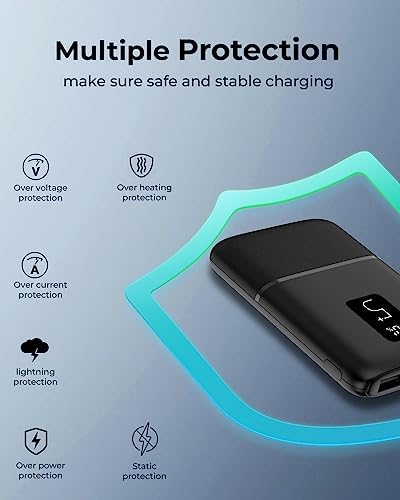 Vida IT 5000 m Ah Portable Charger – Lightweight USB-C Power Bank for i Phone XR, 11, 12, 13, Google Pixel, Samsung, Motorola, Xiaomi – Fast Charging with LED Display – Ideal for Heated Vests and Outdoor Use