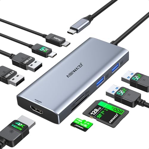 Transform Your Workspace with the Ultimate 9-in-1 USB C Hub Multiport Adapter for Mac Book Pro & Air – High-Speed 4 K HDMI Output, 100 W Power Delivery, and Effortless Connectivity for i Pad Pro, i Mac, and More – Enhance Productivity with 5 USB Ports and SD/TF Card Reader for Seamless Data Transfer and File Access