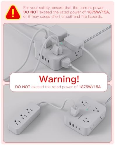 HANYCONY 6 ft Surge Protector Power Strip with 8 Outlets & 2 USB-C Ports – Essential College Dorm Extension Cord with Space-Saving Flat Plug for Fast Charging and Device Safety – Perfect for Home Office and Tech Needs