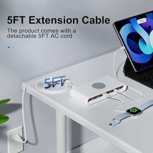 Ultimate 100 W USB C Charging Hub: 6-Port Fast Charger Dock for i Phone, i Pad, Samsung, Pixel, LG – Efficient Multi-Device Power Station for Home, Office, and Travel with Safety Features