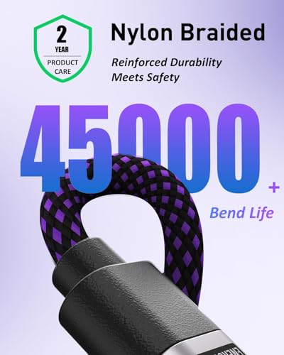 240 W High-Speed Magnetic USB C Charging Cable Set – 2-Pack (3.9 ft & 6 ft) Braided Type C Charger for Phones, Mac Books & i Pads – Ultimate Durability & Enhanced Compatibility for Fast Charging Solutions