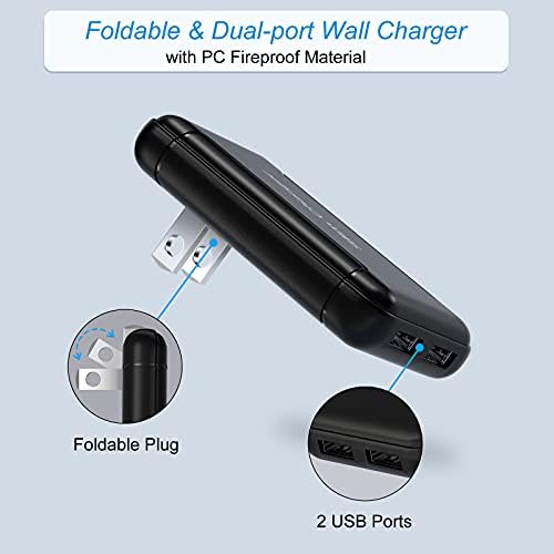 Ultra-Slim OKRAY Dual USB Wall Charger with Foldable Plug – 5 V/3 A Fast Charging Block for i Phone 13, 12, 11, XR, XS & Samsung Galaxy S23, A35 – Travel-Friendly Dual Port Phone Adapter for Maximum Efficiency and Compatibility