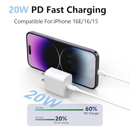 10 ft Premium Woven USB C Fast Charger for i Phone 15/16 & SE4 – 20 W Power Delivery Cable for Ultimate Convenience and Durability – Tangle-Free Braided Design for Effortless Charging Anywhere and Enhanced Device Compatibility