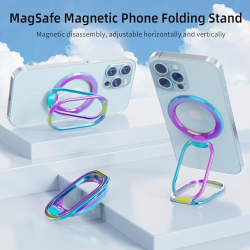 Revolutionary MINDSKY Mag-Safe Phone Grip & Stand for i Phone 12/13/14/15 Series – 360° Dual-Arm Adjustable Kickstand with Superior Magnetic Support – Lightweight, Durable Design for Enhanced Drop Protection – Effortless Hands-Free Use & Easy Wireless Charging Compatibility