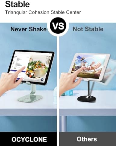 Transform Your Workspace with the OCYCLONE Adjustable Phone Stand & Cable Organizer Set – Versatile Foldable Holder for 4.7″ to 13″ Devices, Personalized Viewing Heights, and Effortless Portability for Home and Office Efficiency