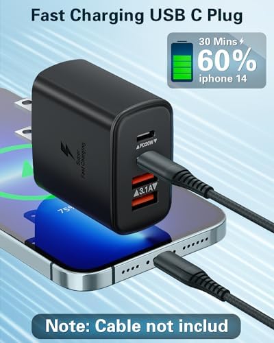 Dual-Pack 40 W USB C Charger Block – Fast Charging Power Adapter with 4 Ports for i Phone, Samsung, and i Pad – High-Speed Multi-Device Charging Solution with Enhanced Compatibility and Portability – Perfect for Home, Office, and Travel