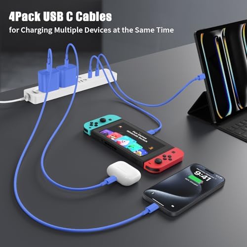 6-Foot USB C Cable for i Phone 15 – 3-Pack Durable Woven Fast Charging Solution for i Phone 16, Mac Book Pro, and Samsung Galaxy S23 Ultra – Optimal Length for Home, Office, and Travel Use – 60 W Power Delivery & High-Speed Data Transfer