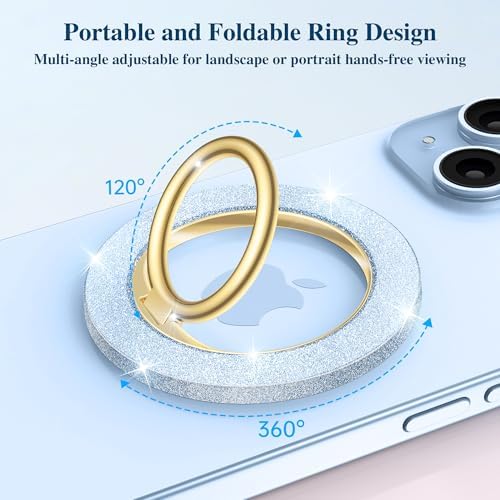 Discover the GVIEWIN Magnetic Phone Ring Holder: A Cutting-Edge 360° Rotatable Kickstand for Mag Safe Devices – Perfectly Tailored for i Phone 16 Pro Max/Plus, 15, 14, and 13 (Elegant White Finish) – Unmatched Stability and Hands-Free Viewing Experience Upgrade your smartphone usage with this premium accessory that not only enhances grip but also transforms your device into a versatile stand for effortless video calls and streaming. Featuring a robust magnetic attachment for secure hold, this stylish phone ring holder is engineered for seamless integration with Mag Safe technology. Experience the freedom of adjustable angles, allowing for convenient portrait or landscape modes, perfect for navigation or entertainment on-the-go. Its sleek white design not only ensures durability but adds a sophisticated touch to your device. Elevate your everyday smartphone experience with the GVIEWIN Magnetic Phone Ring Holder – where functionality meets elegance.