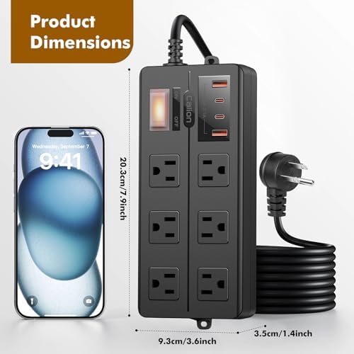 VNJ Outdoor Power Strip: 8 AC Outlets & 4 Fast USB Ports, IPX6 Waterproof Surge Protector with Safety Lock for Secure Connections, ETL-Certified 15 FT Extension Cord – Ideal for Home, Garden, and Commercial Applications