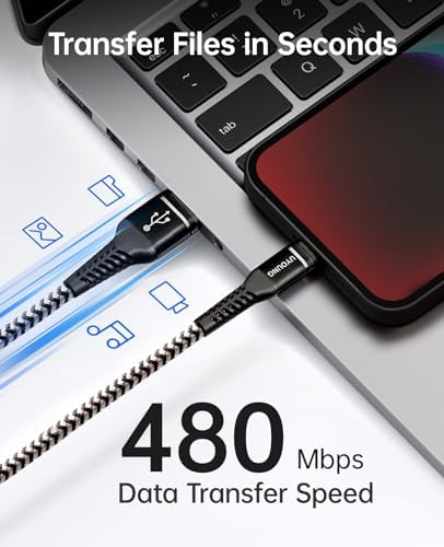 Heavy-Duty UYOUNG i Phone Charger Cable 3 Pack – 6 FT MFi Certified Nylon Braided USB to Lightning Fast Charging Cords for i Phone 14/13/12/11/SE/X/XS/XR/8/7/6/6 S & i Pad – Durable, Tangle-Free Charging Solution in Vibrant Red for Ultimate Convenience and Performance