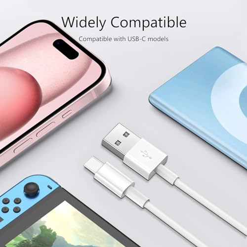 Ultra-Durable 10 ft USB A to USB C Cable Set – Fast Charging & High-Speed Data Transfer for i Phone 16, Air Pods Pro, i Pad, and Mac Book – Tangle-Free Design for Home and Office – Enhanced Car Play Compatibility for Travel Convenience