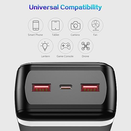 Ultimate 50,000 m Ah Portable Power Bank – High-Speed 22.5 W Fast Charging External Battery Pack with Triple Outputs & Dual Inputs, Ideal for i Phone, Samsung, i Pad, and More – Emergency Flashlight Included for On-the-Go Convenience and Reliability
