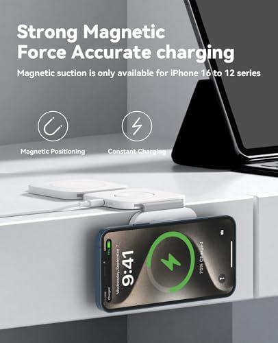 Magnetic 3-in-1 Wireless Charging Dock for Apple Devices – Fast Foldable Charger for i Phone 16/15/14/13/12 Pro Max, Apple Watch Series, and Air Pods – Ultimate Travel-Friendly Charging Solution with Enhanced Safety Features and Streamlined Design