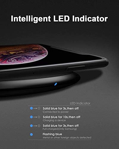 NANAMI 15 W Qi Fast Wireless Charger with PD3.0 Adapter – Streamlined Charging Pad for i Phone 16/15/14/13/12/11/XS Max & Samsung Galaxy S25/S24/S23/S22/S21/Note 20 – Effortless Power for Air Pods Pro & Qi Devices – Intelligent Overheating Protection & Elegant Minimalist Design for Home or Office