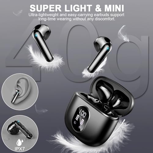 Revolutionary Bluetooth 5.3 Wireless Earbuds with Extended 50-Hour Playback, IP7 Waterproof Protection, and Premium Noise Cancelling – Ideal for Active Lifestyles, Featuring Fast USB-C Charging and LED Battery Monitoring for Uninterrupted Audio Enjoyment