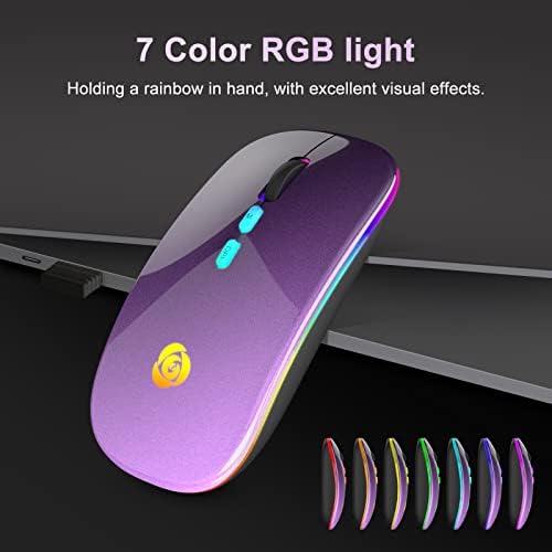 Upgrade Your Workflow with the CC Store LED Wireless Mouse – Dual Connection Modes (Bluetooth & 2.4 GHz), Ultra-Silent Rechargeable Design, Adjustable DPI Settings for Precision, Ergonomic Slim Profile, USB-C Adapter Included – Perfect for Laptops, Mac Books, PCs, Tablets, and i Pads (Black-Red)
