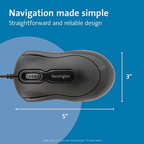 Kensington Mouse-in-a-Box Wired USB Mouse – Reliable Black Optical Mouse for Windows & mac OS | Ergonomic Design for Comfort & Productivity | 800 DPI Precision Tracking | Plug-and-Play Convenience for Effortless Setup