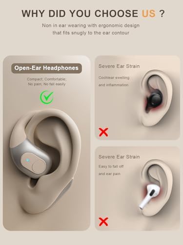 Lightweight Open-Ear Bluetooth 5.3 Sport Headphones – Premium Audio Performance for Cycling and Running – Sweat-Resistant Design with Digital Battery Display – Stay Aware and Safe with Wireless Comfort – Ideal for Outdoor Enthusiasts and Active Lifestyles