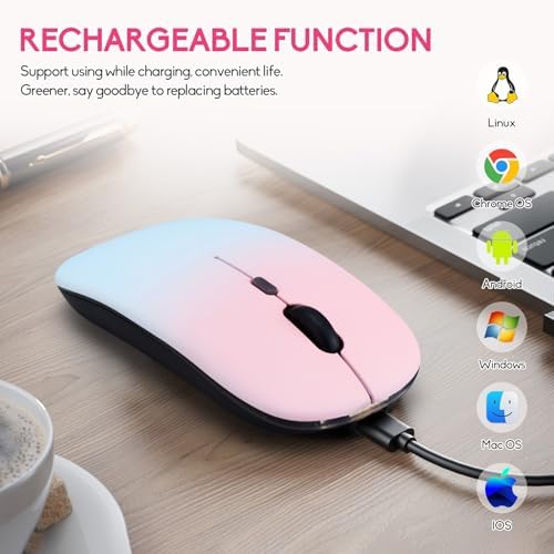 Seamless Productivity with 3 Pack Rosy Glow Red Wireless Bluetooth Mouse – Rechargeable, Silent, and Slim Dual Mode Mice for Laptop, Desktop, i Pad, and Mac – Perfect for On-the-Go Professionals and Students