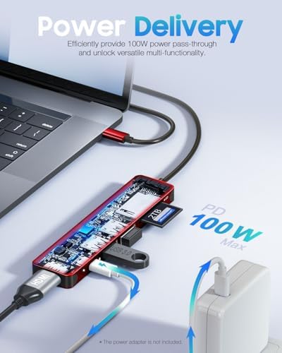 Unlock Seamless Connectivity with the Hiearcool 7-in-1 USB C Hub Adapter – High-Speed USB 3.0, 4 K HDMI Output, and 100 W Power Delivery for Mac Book Pro and Type C Devices – Your Ultimate Multi-Port Solution for Enhanced Productivity and Effortless Data Transfer