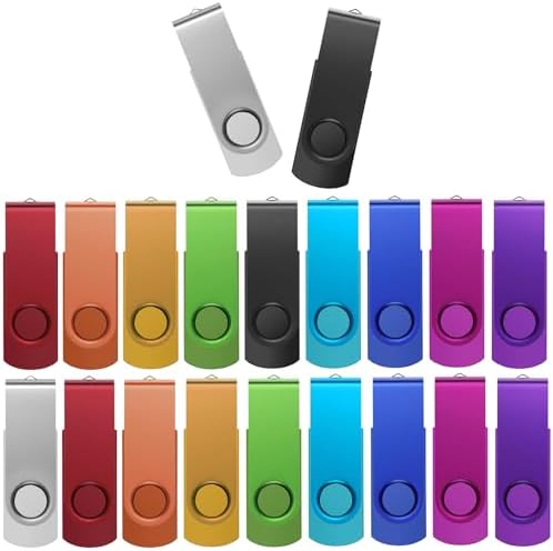 FEWINA 2 GB USB Flash Drive Bulk Pack – 20 Swivel Memory Sticks for Effortless Data Storage & Transfer – Reliable USB 2.0 Jump Drives for Personal, School & Business Use – Compact & Durable Backup Solution in White