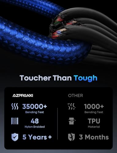 Purple 20ft USB C to USB C Cable, 60W Fast Charge, Durable Double Nylon Braided Type C to C Charger for iPhone 16/15 Series, iPad Pro, MacBook, Samsung Galaxy S24/S23 – Enhanced Compatibility and Speed