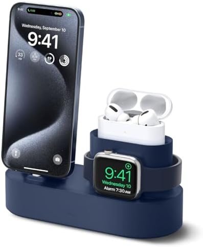 elago 3-in-1 Multi-Device Charging Station for Apple: Seamlessly Charge i Phone, Apple Watch Series 10/9/8/7/6/5/4/3/2/1/SE, and Air Pods Pro/3/2/1 – Enhanced Compatibility and Effortless Organization for Your Tech Setup – Perfect for Home and Office Use