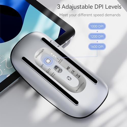 Elevate Your Computing with the Uiosmuph G11 Wireless Mouse – Stylish Purple Slim Design, USB C Rechargeable & Silent Click Technology for Effortless Precision and Comfort on Laptop, Mac, and PC
