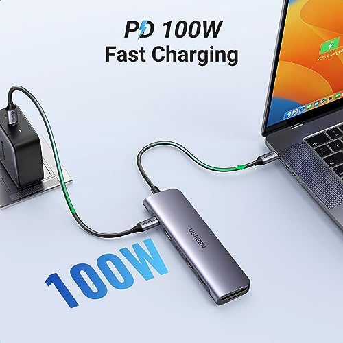 UGREEN Revodok 1071 7-in-1 USB C Hub – Ultimate Connectivity Dock with 4 K HDMI, 100 W PD Charging, Dual USB-A 5 Gbps Ports, and SD/TF Card Reader for Mac Book Pro, i Pad Pro, XPS, Think Pad – Enhance Your Productivity with Fast, Reliable Performance