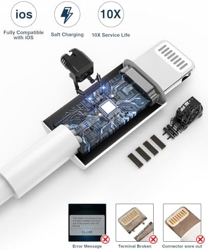 Premium 10 ft Lightning Charger Cable 2 Pack for i Phone and i Pad – Apple MFi Certified, Fast Charging, Durable Design for Enhanced Connectivity with i Phone 14/13/12/11 Pro Max SE XR XS X 8 7 6 – Perfect for Home, Office & On-the-Go Use
