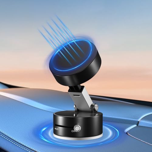 360° Vacuum Magnetic Phone Holder, Suction Cup Phone Mount, Foldable Strong Magnetic Cell Phone Holder for Car/Gym/Mirror/Smooth Surface, Compatible with Magsafe iPhone – Enhanced Compatibility and Speed