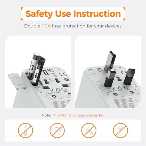 TESSAN 100 W Ga N Travel Adapter with 5 USB Ports – Universal Power Converter for Global Charging in 200+ Countries, Fast Charging Solution for Laptops, Smartphones & Tablets – Compact & Lightweight Design for Effortless Portability