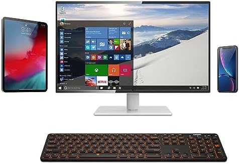 Transform Your Typing with the Arteck Universal Backlit Wireless Bluetooth Keyboard – Multi-Device Compatible & Rechargeable with 7-Color Adjustable Illumination for Windows, i OS, Android, and More! Elevate Your Workspace’s Style and Efficiency!