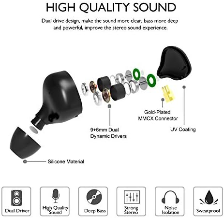 Premium Hi-Fi Dual Driver In-Ear Monitor Earbuds with Detachable Cable – Noise-Canceling Headset for Musicians, Singers & Audiophiles | Elegant Wood Grain Design for Superior Sound Isolation and Versatile Compatibility