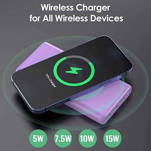 Ultra-High Capacity Wireless Portable Power Bank – 33,800 m Ah with 15 W Fast Wireless Charging & 25 W PD QC 4.0 – Versatile Dual Input & 5 Output Ports – Ideal for i Phone 16/15/14/13/12 & Android Devices – Essential Travel Companion with Enhanced Speed and Durability