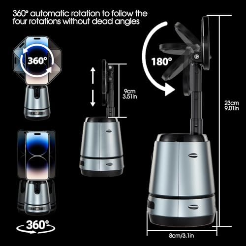 Smart Auto Face Tracking Tripod with Wireless Charging – 360° Rotating Stand for Effortless Video Calls & Vlogging – No App Needed, Gesture Control, Rechargeable Design for i Phone & Samsung Galaxy – Capture Every Moment Seamlessly