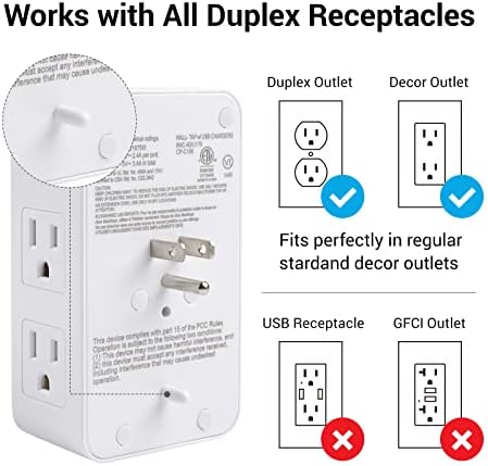 Elevate Your Charging Game with the Clear Power 2-Outlet Power Strip – 6 ft Flat Plug Power Station Featuring 3 USB Ports (1 USB-C) for Rapid Device Charging, Ideal for Home, Office & Travel, Durable & Compact Design, White, Model DC3 S-1102-DC
