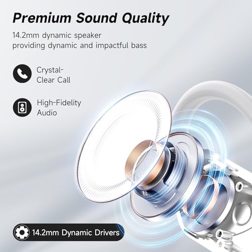 EUQQ Bluetooth 5.4 Open Ear Sport Earbuds – 50 Hours of Playtime, Ergonomically Designed for Secure Comfort, Built-in Microphone for Superior Call Clarity, LED Charging Case for On-the-Go Convenience, Perfect for Active Lifestyles and Daily Use