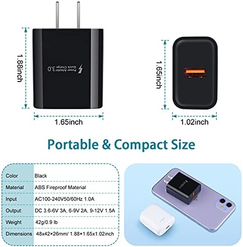 Rapid Charge Android Power Adapter with 6 FT and 9 FT Type C Cables – High-Speed 3 A Fast Charging Compatible with Samsung Galaxy S25, i Phone 16 Pro Max, and More – Compact Design with Built-in Safety Features for Ultimate Portability and Reliability