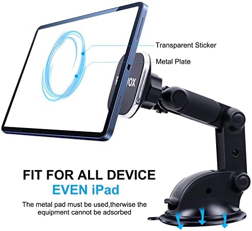 Universal Magnetic Phone Car Mount – Heavy-Duty 3.2″ Suction Cup Holder for Dashboard & Windshield – Ultra-Strong 8 Magnet Grip for i Phone & Samsung Devices – 360-Degree Rotation for Optimal Viewing Angles – Hands-Free Convenience for Navigation & Calls