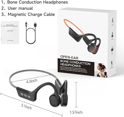 Bone Conduction Wireless Earbuds – Sport-Ready IPX7 Waterproof Headphones with Bluetooth 5.3, Open-Ear Design for Enhanced Awareness, 10-Hour Battery Life Perfect for Running, Cycling, and Gym Workouts in Vibrant Light Orange – The Ultimate Blend of Safety, Comfort, and Performance
