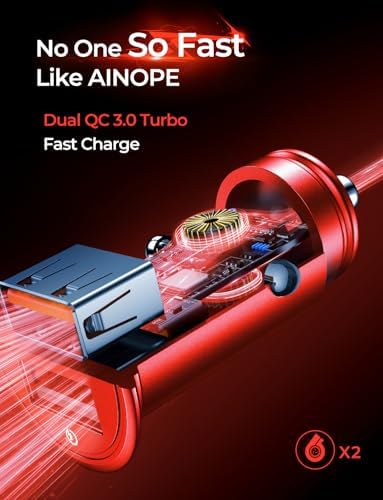 AINOPE 45 W Dual USB Fast Car Charger – Premium All-Metal Quick Charge Adapter for i Phone 11-16 & Samsung Galaxy S21-S24 – Ultra-Durable Design for Rapid On-the-Go Charging – Perfect for Daily Commutes and Long Road Trips