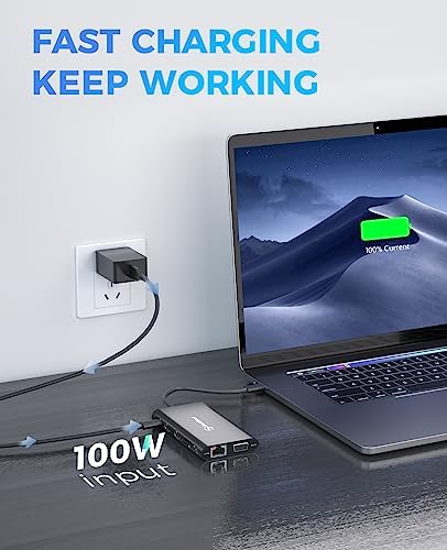 Supercharge Your Mac Book with Utech Smart 7-in-2 USB C Hub Adapter – Ultimate Multiport Solution Featuring Thunderbolt 3, 4 K HDMI, 100 W PD, and 3 USB 3.0 Ports for Seamless Connectivity and Fast Charging – Perfect for Professionals and Creatives on the Go