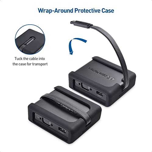 High-Performance Cable Matters USB C Hub with HDMI, Display Port & VGA – Multiport Adapter for Seamless Connectivity | Fast Ethernet & 60 W Charging | Compatible with Thunderbolt 3, USB4, Mac Book Pro, Dell XPS & More – Enhance Your Workspace Today!