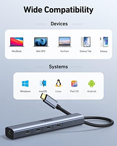 Revolutionize Your Workspace with the 10 Gbps USB-C Hub – 5-Port Multiport Adapter for Mac Book Pro/Air M2/M1, i Pad, Dell, HP & Samsung – Unmatched Speed & 100 W Power Delivery for Ultimate Productivity and Seamless Connectivity