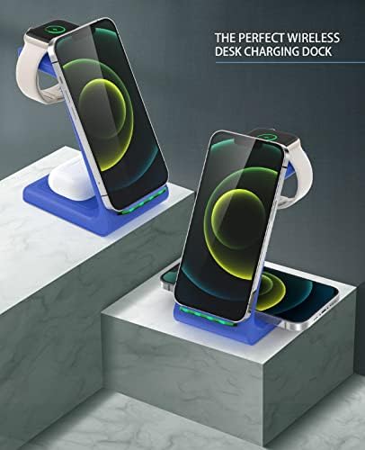 Sleek Pink 3-in-1 Wireless Charging Station: Fast Desk Charger for i Phone 16/15/14/13/12 Pro Max, Apple Watch Series 10-3, and Air Pods 4/3/2 Pro – Enhanced Compatibility & Space-Saving Design for Effortless Charging Efficiency