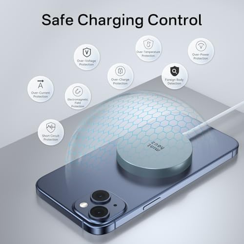 Minthouz Qi2 Magnetic Wireless Charger – 15 W Fast Charging for i Phone 16/15/14/13/12 Series & Air Pods, Sleek Magnetic Charging Pad for Qi-Enabled Devices, Effortless Power Boosts & Streamlined Design, Perfect for Home & Travel, No Adapter Required, Modern Black Finish