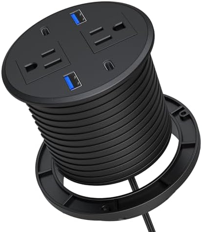 Transform Your Workspace with the Recessed Conference Power Strip Socket – Versatile 2-Outlet Charging Station with Dual USB Ports for Rapid Device Powering and Enhanced Organization in Professional Settings