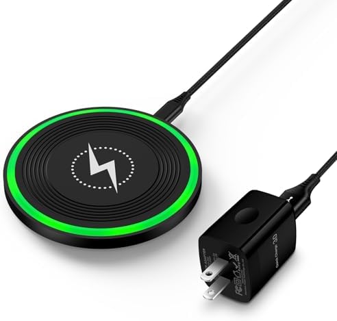 Samsung S25 Ultra 15 W Fast Wireless Charging Pad – Versatile Qi Charger for i Phone 16/15/14, Galaxy S24/S23/S22/S21, Google Pixel 9/8 Pro with Built-in Adapter – Sleek Design and Anti-Slip Surface for Enhanced Stability and Style